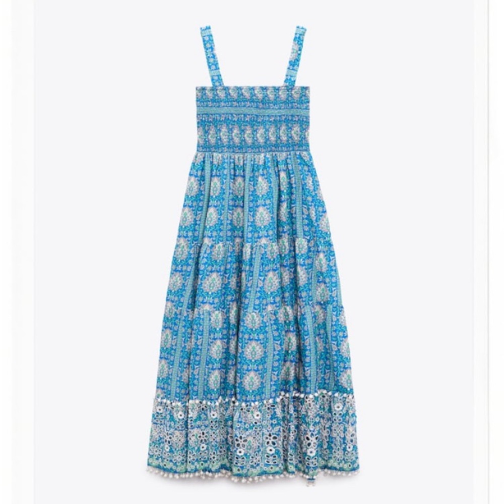 ZARA Blue floral maxi dress